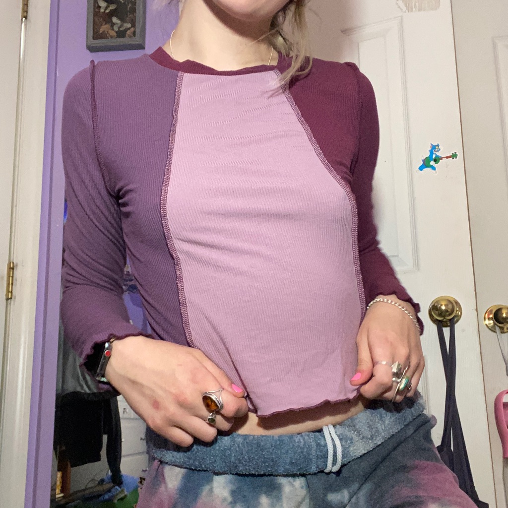 Purple Patchwork Crop Top